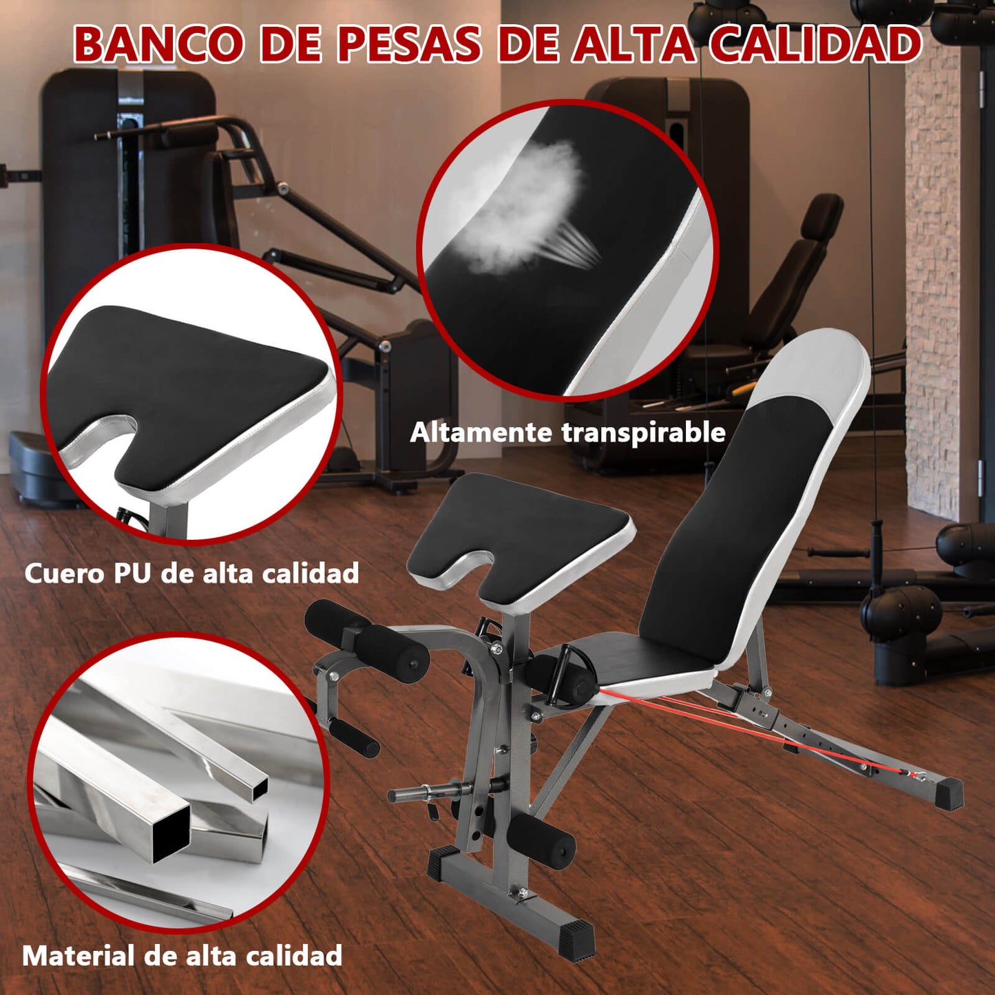 Adjustable Weighted Sit-Up Bench, Multifunctional Dumbbell Bench, With 8 Adjustable Positions And 2 Training Straps, Home Gym Workout