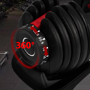 Set of 2 adjustable dumbbells from 5 to 40 kg (2.5 to 24 kg), with an ergonomic center for muscles