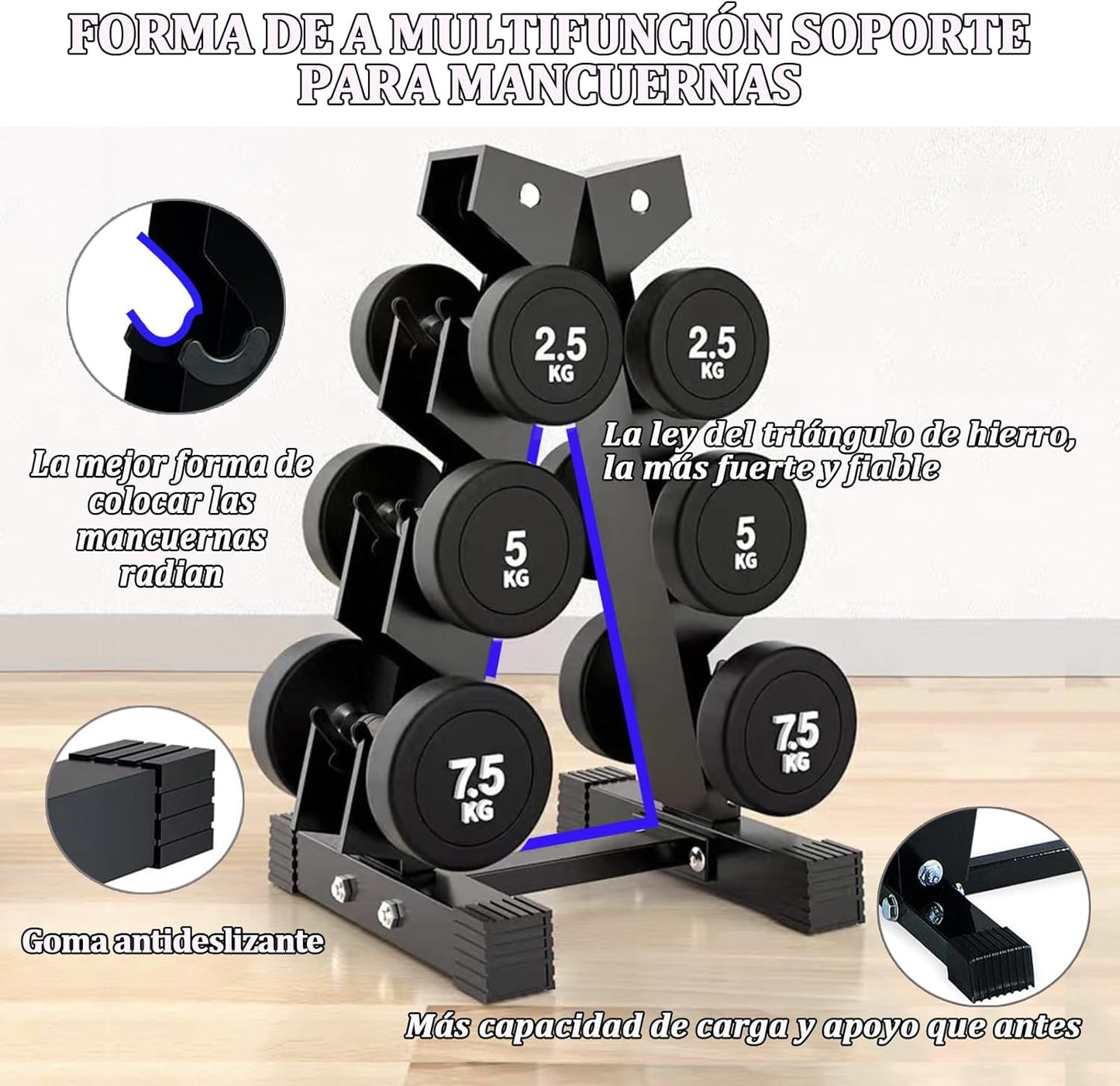 Dumbbell holder for 3 -12 -20 pairs of dumbbells