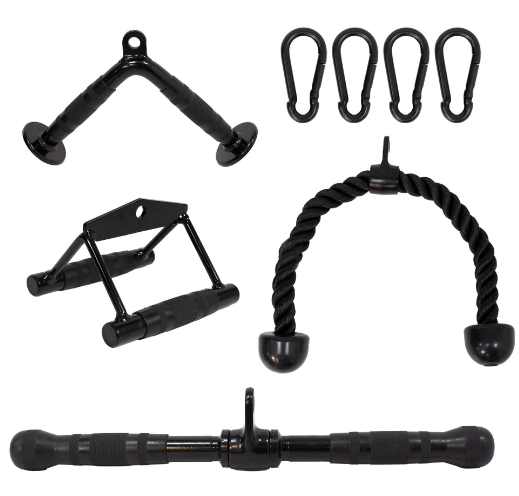 Lat Bar Attachments, Triceps Cable Puller, Weight Machine and Cable Attachments for Home Gym