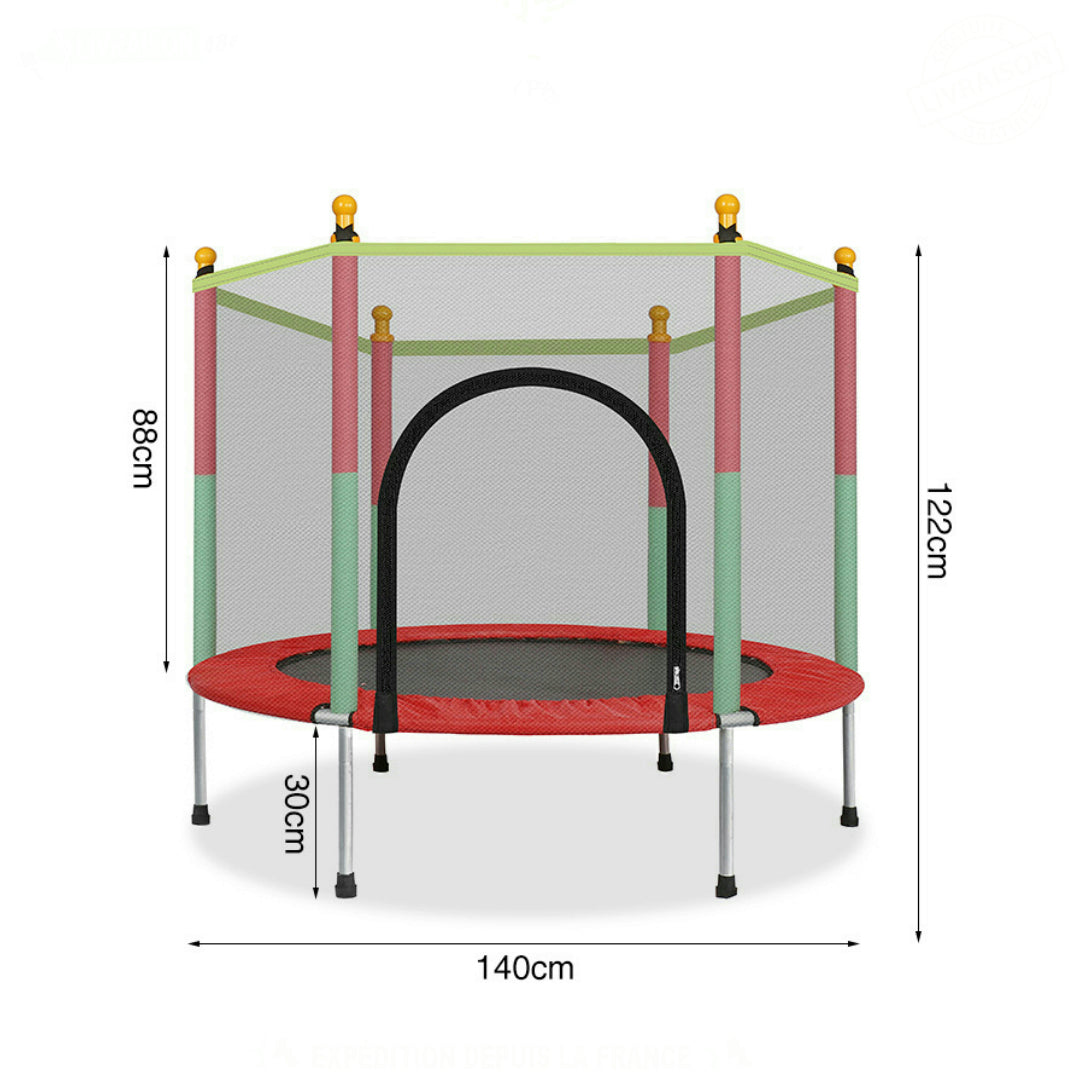 CHILDREN'S TRAMPOLINE FOR KIDS, WITH PROTECTIVE NET, DOOR WITH ZIPPER, 140 CM, FREE SHIPPING