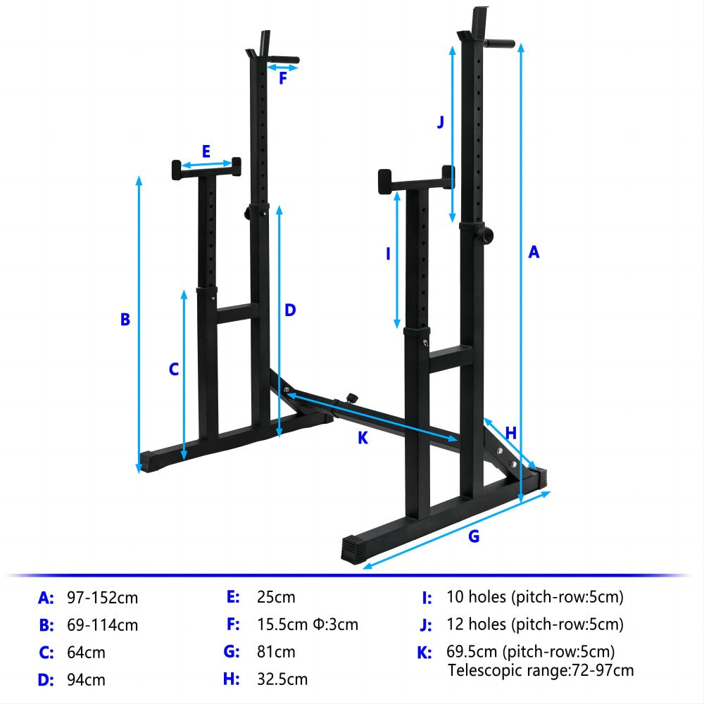 ADJUSTABLE CAGE SHELF SUPPORT FOR BAR AND WEIGHTS | SQUAT RACK FOR MUSCULATION TRAINING, SQUATS, SHIPPING FROM SPAIN