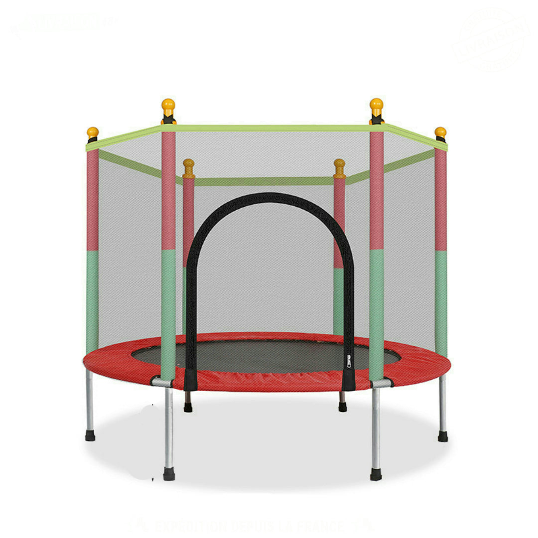 CHILDREN'S TRAMPOLINE FOR KIDS, WITH PROTECTIVE NET, DOOR WITH ZIPPER, 140 CM, FREE SHIPPING