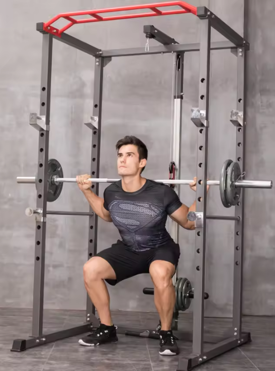 Adjustable Power Cage | Multifunctional with Pull-Up Bar and Dip Station | Home Gym