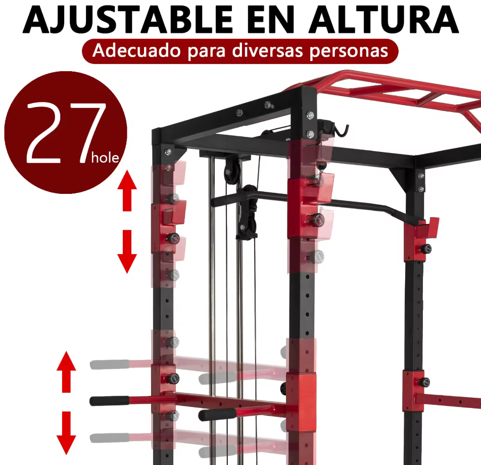 Adjustable Power Cage | Multifunctional with Pull-Up Bar and Dip Station | Home Gym