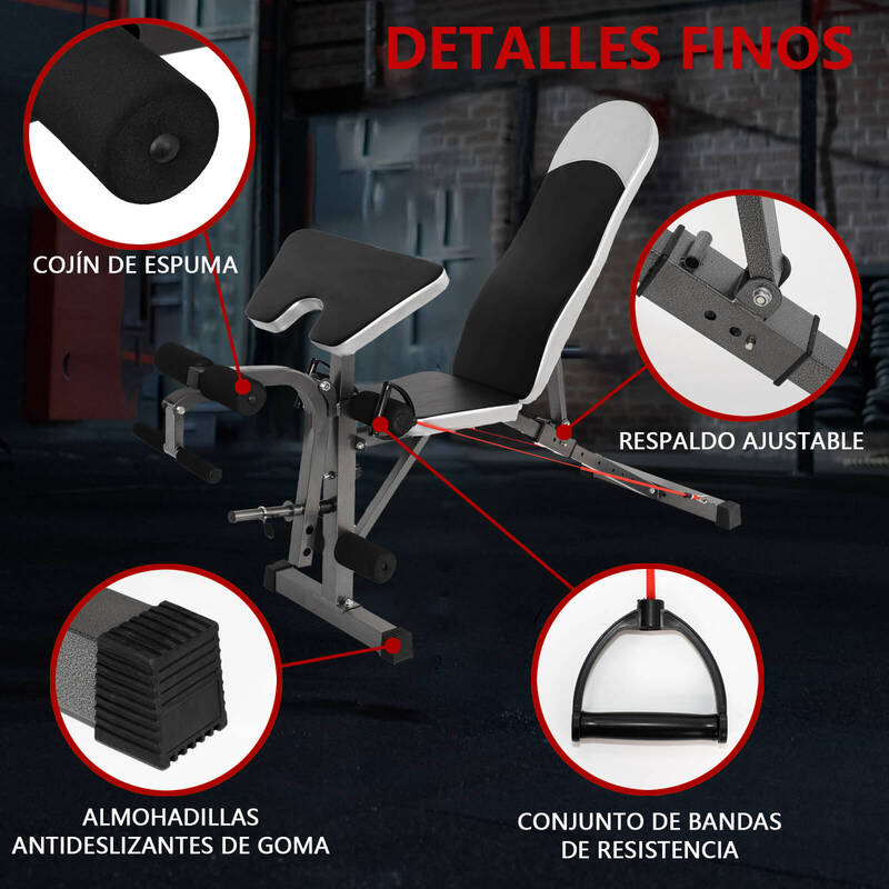 Adjustable Weighted Sit-Up Bench, Multifunctional Dumbbell Bench, With 8 Adjustable Positions And 2 Training Straps, Home Gym Workout