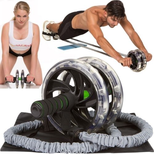 PACK ABS wheel with 2 units elastic rope strength and training mat