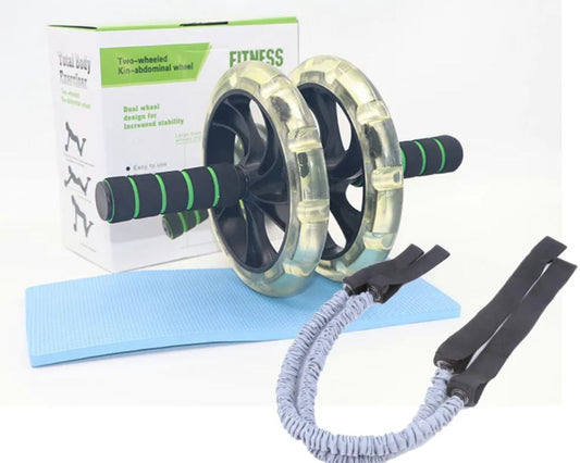 PACK ABS wheel with 2 units elastic rope strength and training mat