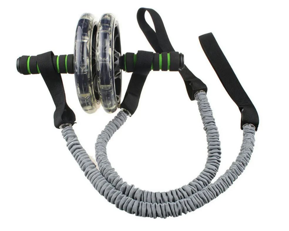 PACK ABS wheel with 2 units elastic rope strength and training mat