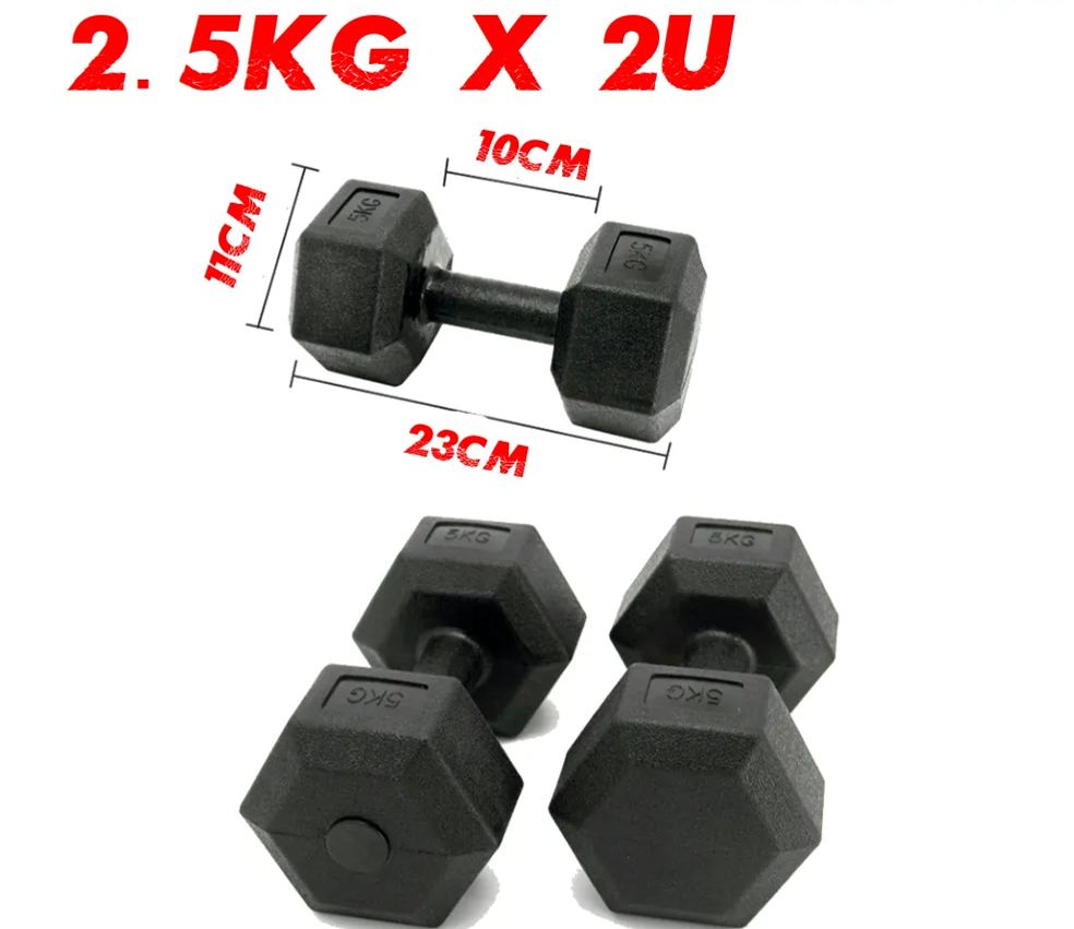 HEXAGONAL DUMBBELL, SET OF 2 UNITS, FROM 2.5-10 KG, VINYL COATING, FOR MUSCULATION, FITNESS, FREE SHIPPING