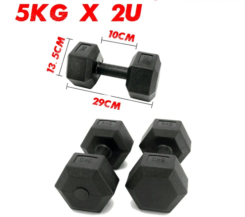 HEXAGONAL DUMBBELL, SET OF 2 UNITS, FROM 2.5-10 KG, VINYL COATING, FOR MUSCULATION, FITNESS, FREE SHIPPING