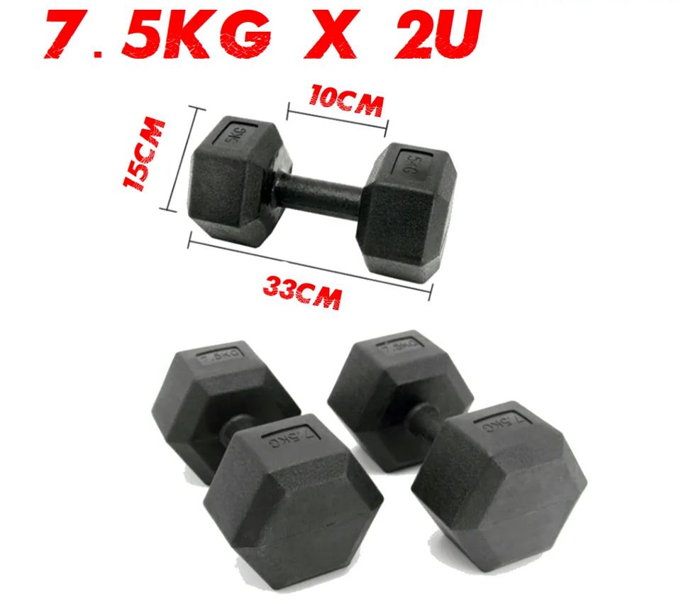 HEXAGONAL DUMBBELL, SET OF 2 UNITS, FROM 2.5-10 KG, VINYL COATING, FOR MUSCULATION, FITNESS, FREE SHIPPING