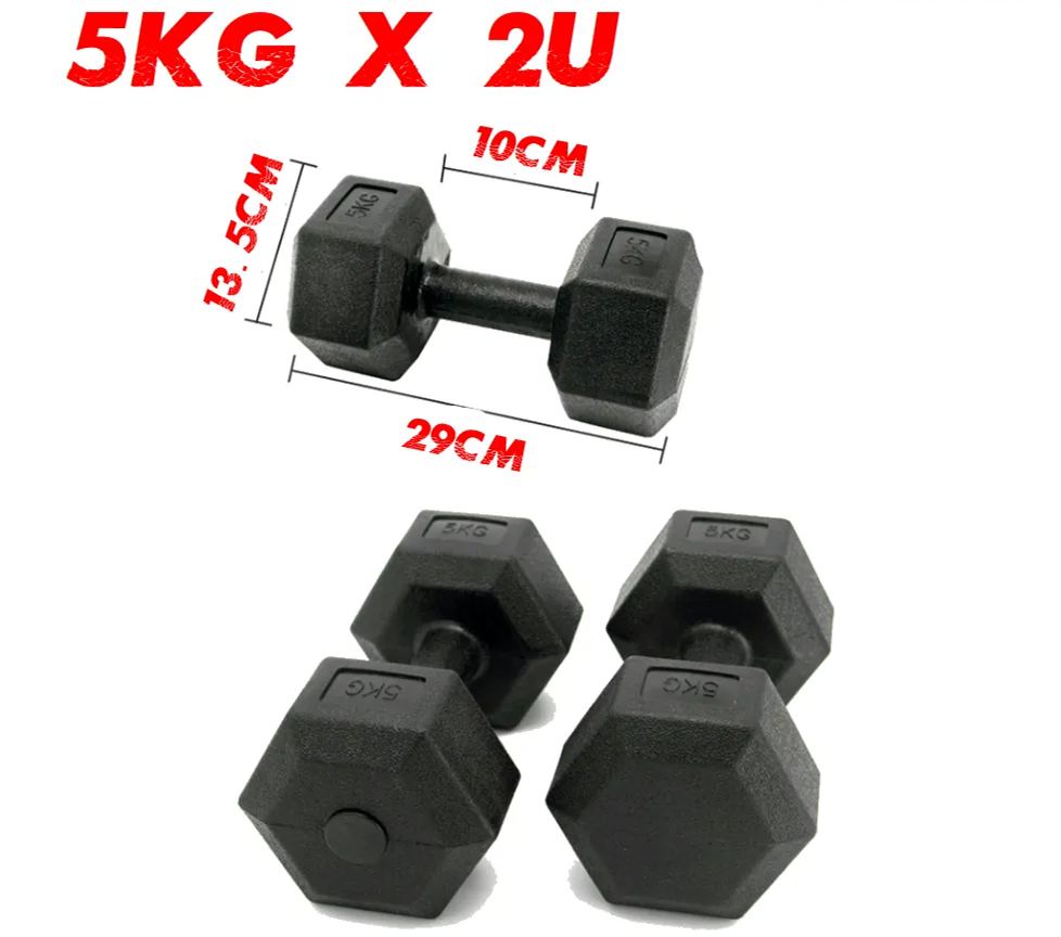 HEXAGONAL DUMBBELL, SET OF 2 UNITS, FROM 2.5-10 KG, VINYL COATING, FOR MUSCULATION, FITNESS, FREE SHIPPING