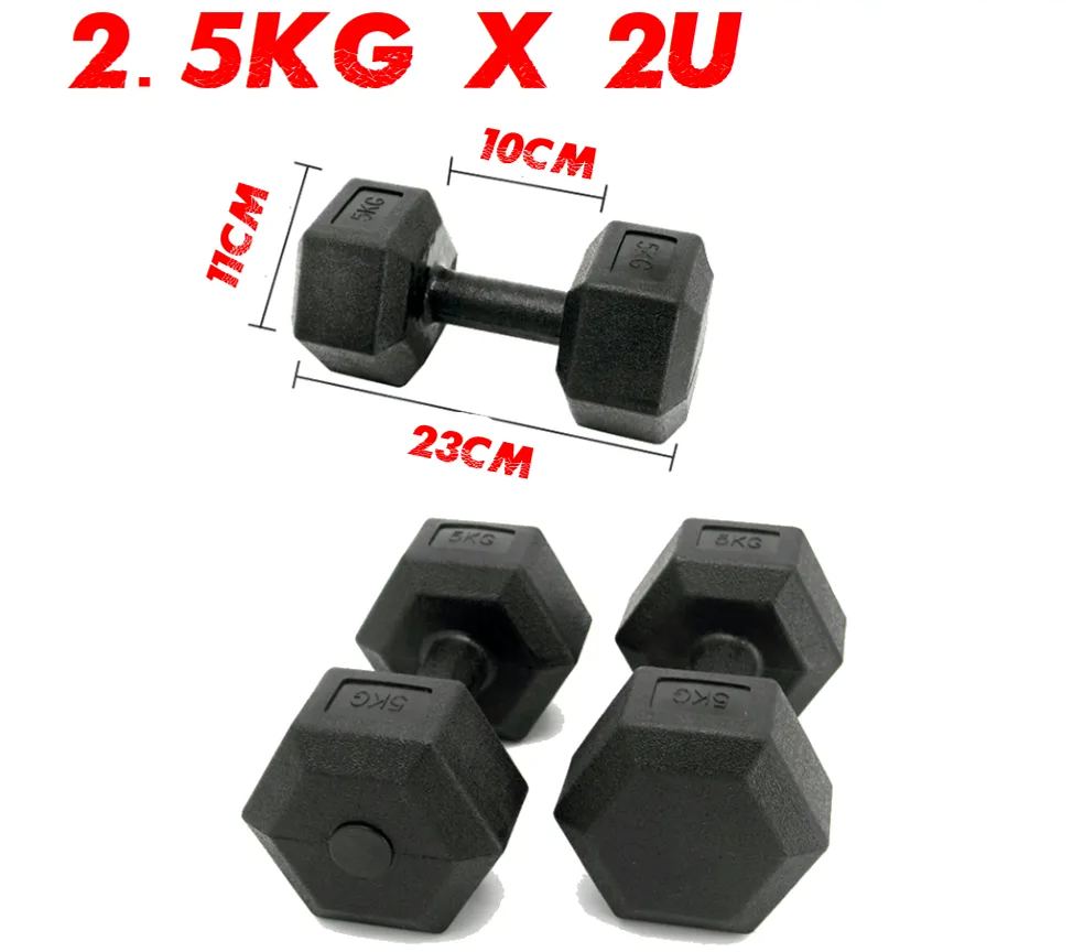 HEXAGONAL DUMBBELL, SET OF 2 UNITS, FROM 2.5-10 KG, VINYL COATING, FOR MUSCULATION, FITNESS, FREE SHIPPING