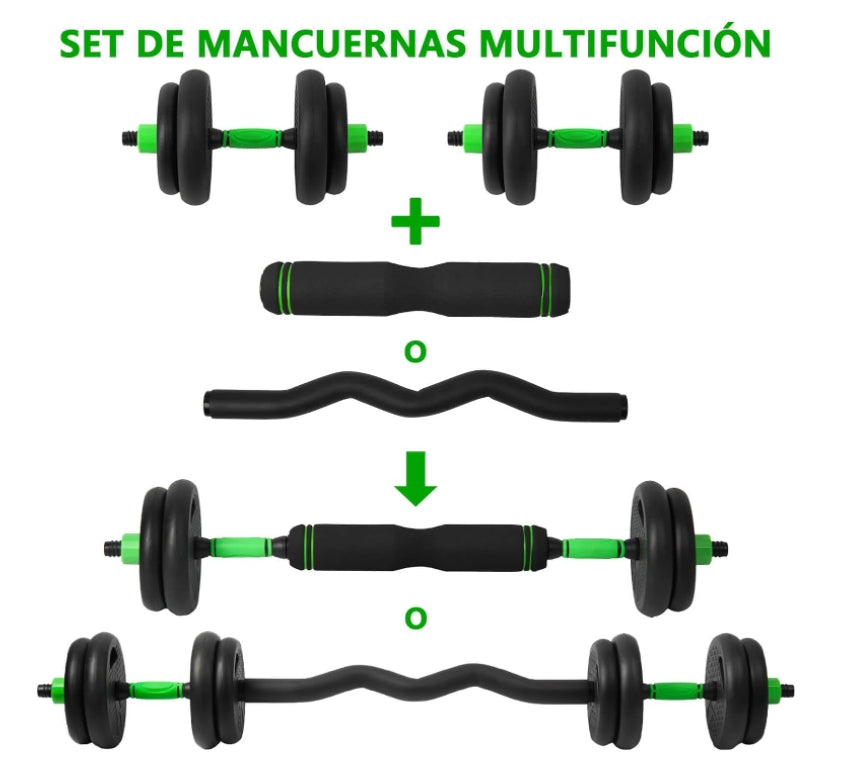 Green adjustable dumbbells
