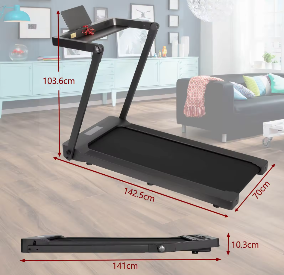Folding Treadmill with Smartwatch as a Gift | Speed 1-12 km/h | Remote Control | Built-in Bluetooth Speaker