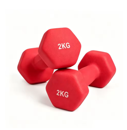 Juego de 2 Mancuernas Hexagonales de Vinilo, Pesas con Núcleo de Hierro y Revestimiento Antideslizante, para Fitness, Musculación y Entrenamiento en Casa, de 1 a 6 kg
