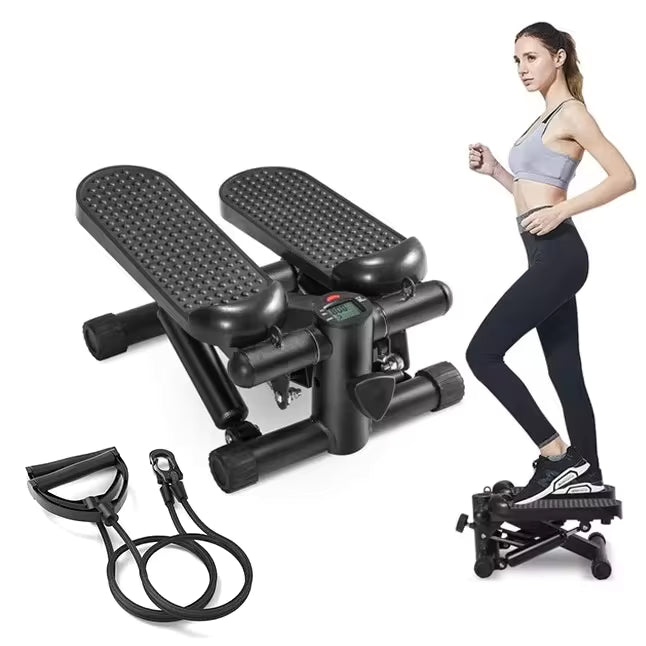 Stepper de Fitness para Entrenamiento en Casa | Stepper de Bajo Impacto con Bandas de Resistencia o Manillar | Ejercicio de Cuerpo Completo en Casa o Gym | Entrenamiento Cardio y Tonificación Muscular
