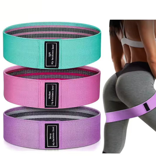 Set de 3 Bandas Elásticas de Resistencia para Glúteos y Piernas, Antideslizantes de Tela, 3 Niveles de Intensidad, para Fitness, Sentadillas, Pilates y Entrenamiento en Casa