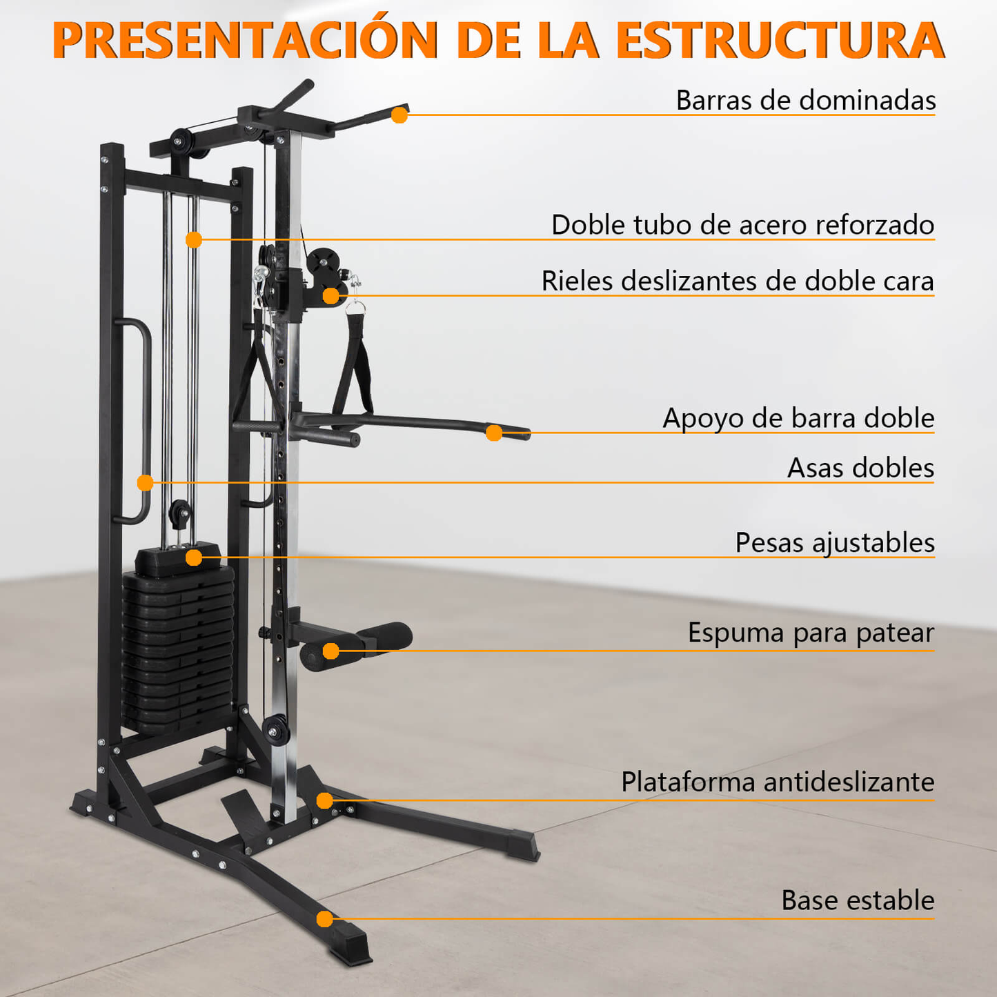 Máquina de Musculación Multiestación Musculación,Maquina Multifuncion Musculacion para Estación de dominadas con Pesas,Maquina Gimnasio para Fitness Gimnasio en Casa, Ejercitar Parte Superior Cuerpo