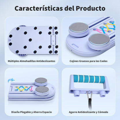 Mini Reformador de Pilates 6 en 1 Plegable con Contador Inteligente y Rebote Automático, Tabla Multifuncional con Cuerdas de Resistencia para Casa