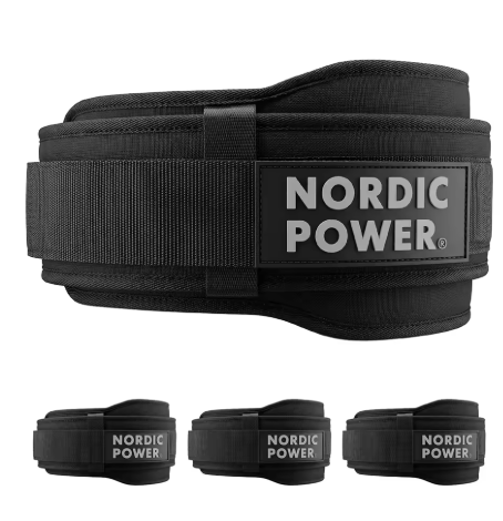 Cinturón de Power de 10 cm, Soporte Lumbar para Levantamiento de Pesas, Hebilla Metálica Autobloqueante y Cierre Ajustable de Velcro, Negro