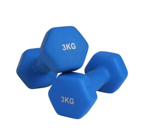 Juego de 2 Mancuernas Hexagonales de Vinilo, Pesas con Núcleo de Hierro y Revestimiento Antideslizante, para Fitness, Musculación y Entrenamiento en Casa, de 1 a 6 kg