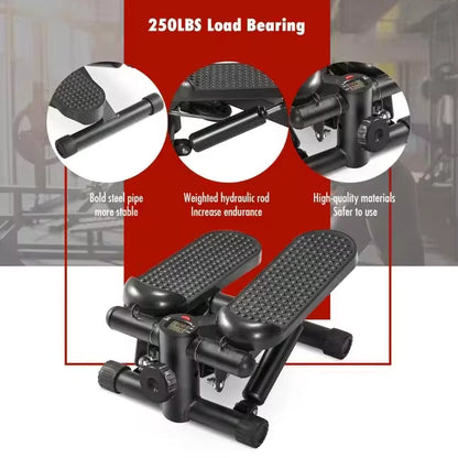 Stepper de Fitness para Entrenamiento en Casa | Stepper de Bajo Impacto con Bandas de Resistencia o Manillar | Ejercicio de Cuerpo Completo en Casa o Gym | Entrenamiento Cardio y Tonificación Muscular