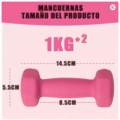 Juego de 2 Mancuernas Hexagonales de Vinilo, Pesas con Núcleo de Hierro y Revestimiento Antideslizante, para Fitness, Musculación y Entrenamiento en Casa, de 1 a 6 kg