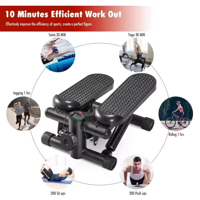 Stepper de Fitness para Entrenamiento en Casa | Stepper de Bajo Impacto con Bandas de Resistencia o Manillar | Ejercicio de Cuerpo Completo en Casa o Gym | Entrenamiento Cardio y Tonificación Muscular