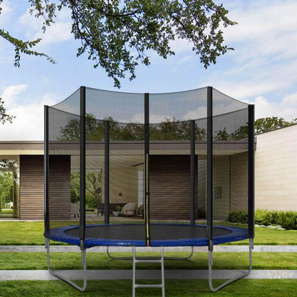 Trampolín al aire libre, trampolines redondos de 6 FT, 8 FT con red de cierre de seguridad, escalera, postes acolchados, trampolín de rebote combinado resistente a la intemperie para niños adultos