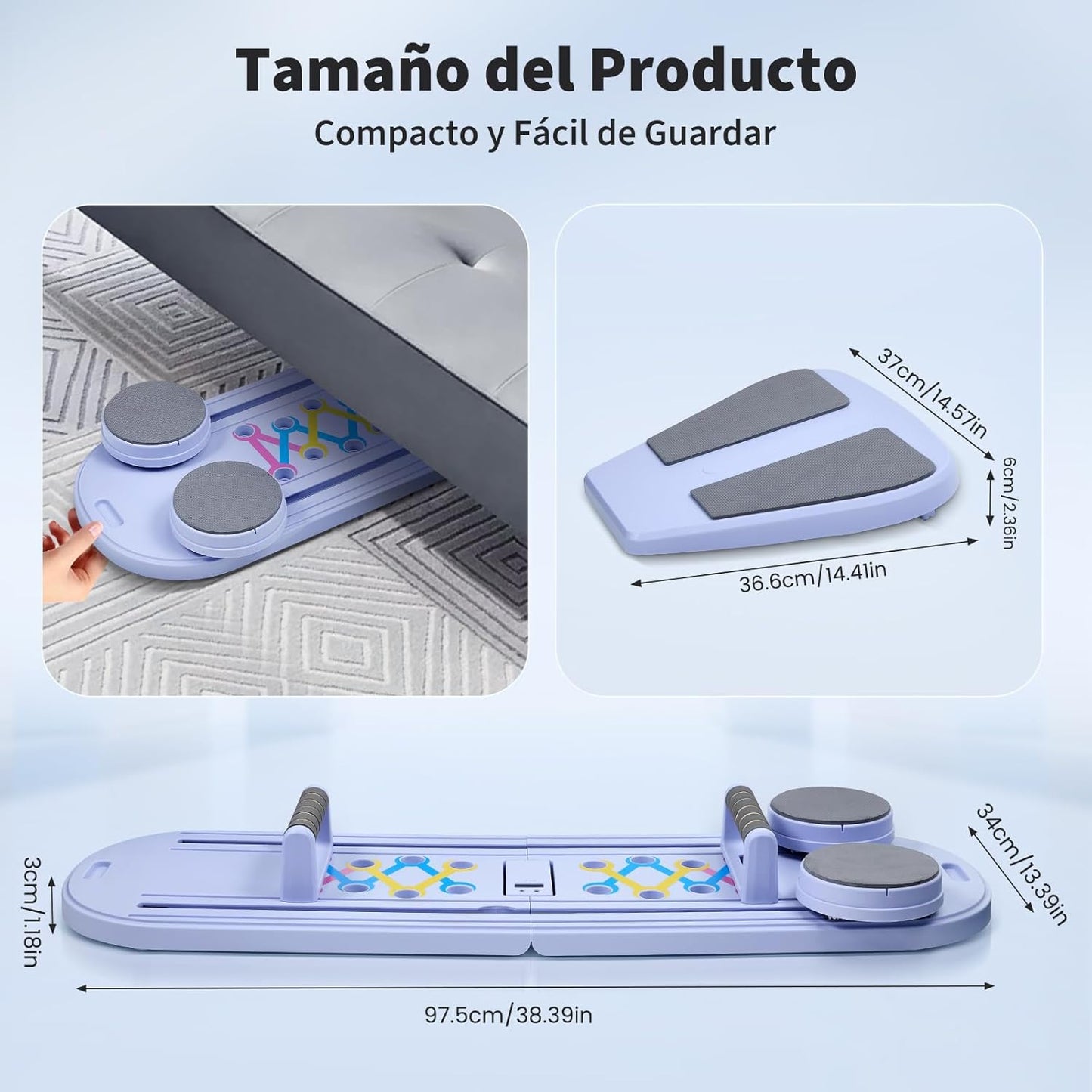 Mini Reformador de Pilates 6 en 1 Plegable con Contador Inteligente y Rebote Automático, Tabla Multifuncional con Cuerdas de Resistencia para Casa