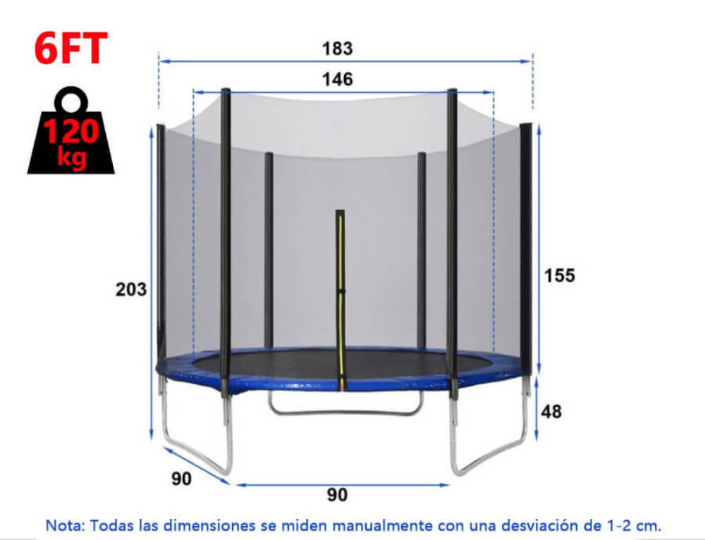 Trampolín al aire libre, trampolines redondos de 6 FT, 8 FT con red de cierre de seguridad, escalera, postes acolchados, trampolín de rebote combinado resistente a la intemperie para niños adultos