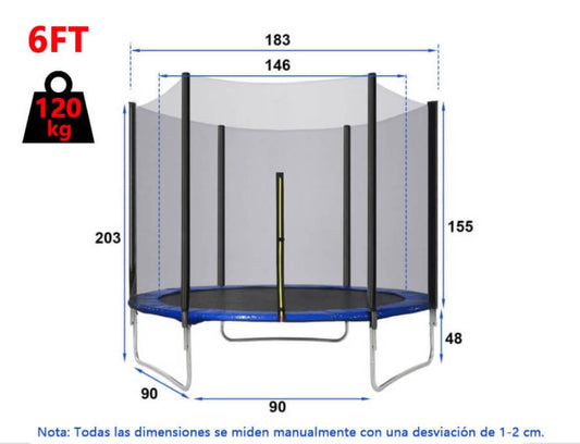 Trampolín al aire libre, trampolines redondos de 6 FT, 8 FT con red de cierre de seguridad, escalera, postes acolchados, trampolín de rebote combinado resistente a la intemperie para niños adultos