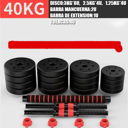 SET OF DUMBBELLS,ADJUSTABLE, 2 IN 1, WITH BARS FOR MUSCULATION, MULTIFUNCTION, 10-50 KG (OPTIONAL KETTLEBELL HANDLE), FREE SHIPPING