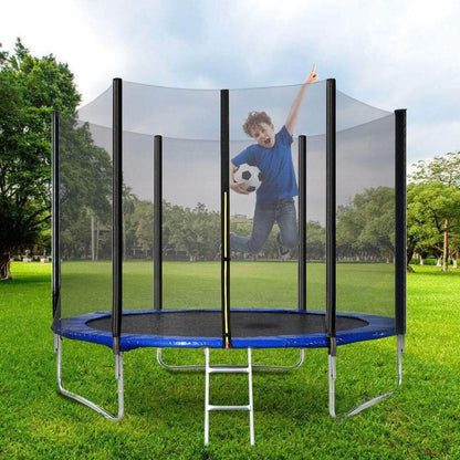 Trampolín al aire libre, trampolines redondos de 6 FT, 8 FT con red de cierre de seguridad, escalera, postes acolchados, trampolín de rebote combinado resistente a la intemperie para niños adultos