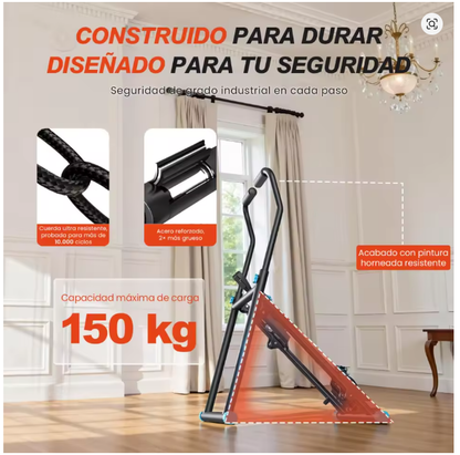 Máquina Escaladora Vertical Plegable para Casa, Stepper de Fitness con 3 Alturas Ajustables, Pedales Antideslizantes, Pantalla Digital y Estructura de Acero, Carga Máxima 150 kg