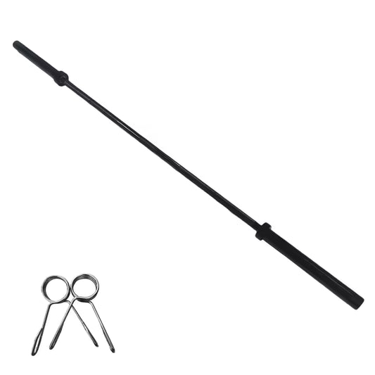 Barra Olímpica de Acero A3, Recta o Curva EZ, Negro Mate, 50 mm, 1,2 / 1,5 / 1,8 / 2,2 m, Carga Máxima de 227–318 kg -