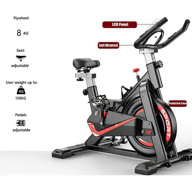 Bicicleta Spinning Estática para Interior con Monitor de Ritmo Cardíaco y Pantalla LCD - Envío desde España