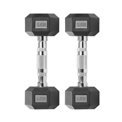 Mancuerna Hexagonal De Hierro Fundido Duradera De 2,5-25 Kg Con Revestimiento De Goma Para Gimnasio En Casa Con Mango Ergonómico