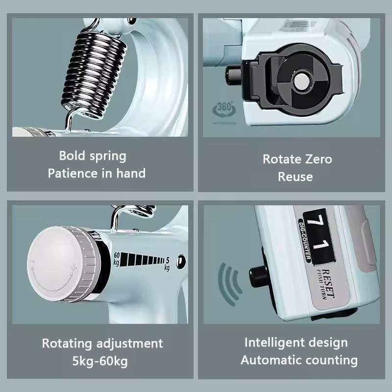 Hand Grip,Antebrazos Fortalecer con FuncióN de Conteo,Fortalecedor de Agarre con Resistencia Ajustable 5-60kg,Fortalecedores de Mano para Entrenar El Agarre,Dedos, La Muñeca Macaron verde