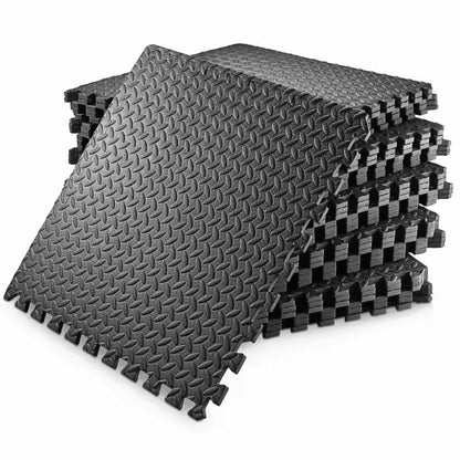 Fitness Puzzle para Suelos de Gimnasio 12mm 18PCS Set de Protección Goma Espuma Losas Caucho para Máquinas de Deporte, Alfombrilla Protector Expandible Tatami Tapiz Alfombra Colchonetas Pesas Gym