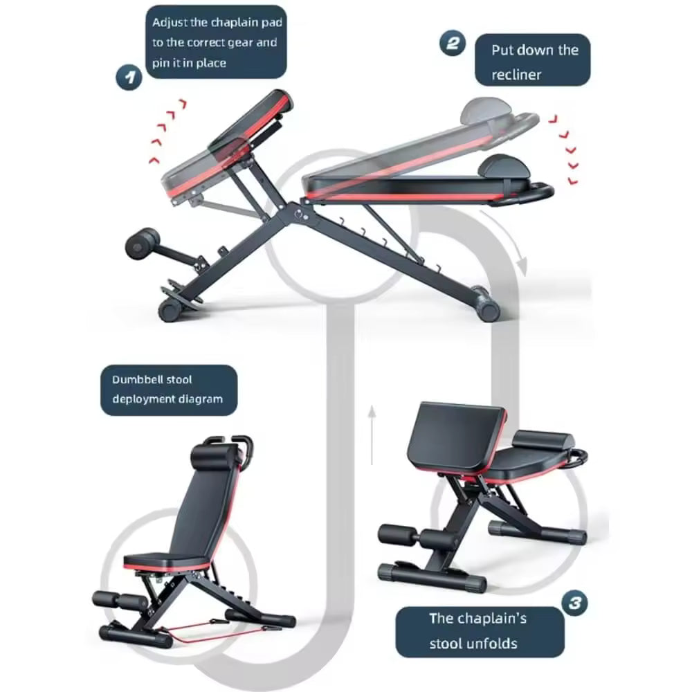 Silla Romana Ajustable Para Gimnasio En Casa, Banco De Extensión De Espalda Plegable Para Entrenamiento De Núcleo, Cadera Y Espalda Baja, Banco De Hiperextensión Multifuncional Con Cuerda De Tensión