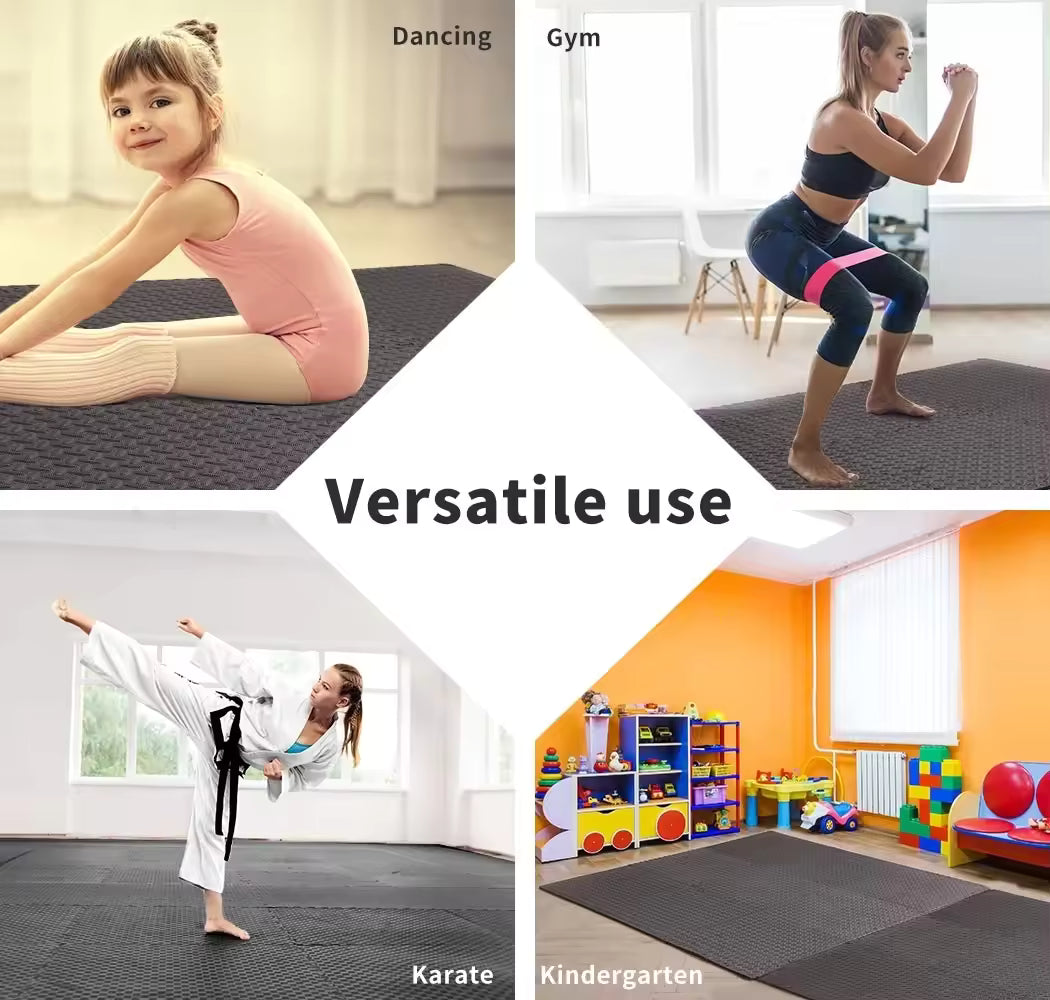 Fitness Puzzle para Suelos de Gimnasio 12mm 18PCS Set de Protección Goma Espuma Losas Caucho para Máquinas de Deporte, Alfombrilla Protector Expandible Tatami Tapiz Alfombra Colchonetas Pesas Gym