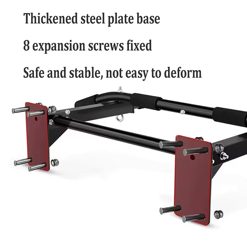Equipo de suspensión Puerta segura y estable Barra de fitness de acero con dominadas ajustable Montada en la pared Barra de dominadas horizontal