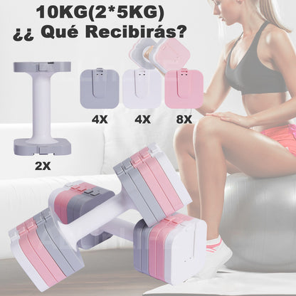 EINSTELLBARES HANTELSET, 5KG X 2 EINHEITEN, EINFACH ZU WECHSELN, HEIMGYM, KOSTENLOSER VERSAND