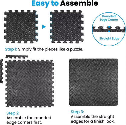 Fitness Puzzle para Suelos de Gimnasio 12mm 18PCS Set de Protección Goma Espuma Losas Caucho para Máquinas de Deporte, Alfombrilla Protector Expandible Tatami Tapiz Alfombra Colchonetas Pesas Gym