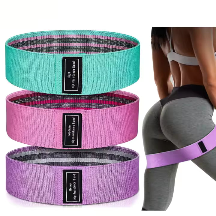 Bandas Elasticas Musculacion, Gomas Elasticas Musculacion Antideslizantes de Tela, Cintas Elasticas Musculacion 3 Niveles de Ejercicios para Gluteos, Cadera, Piernas, Yoga, Pilates, Crossfit, Fitness