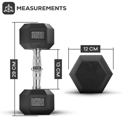 Mancuerna Hexagonal De Hierro Fundido Duradera De 2,5-25 Kg Con Revestimiento De Goma Para Gimnasio En Casa Con Mango Ergonómico