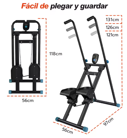 Máquina Escaladora Vertical Plegable para Casa, Stepper de Fitness con 3 Alturas Ajustables, Pedales Antideslizantes, Pantalla Digital y Estructura de Acero, Carga Máxima 150 kg